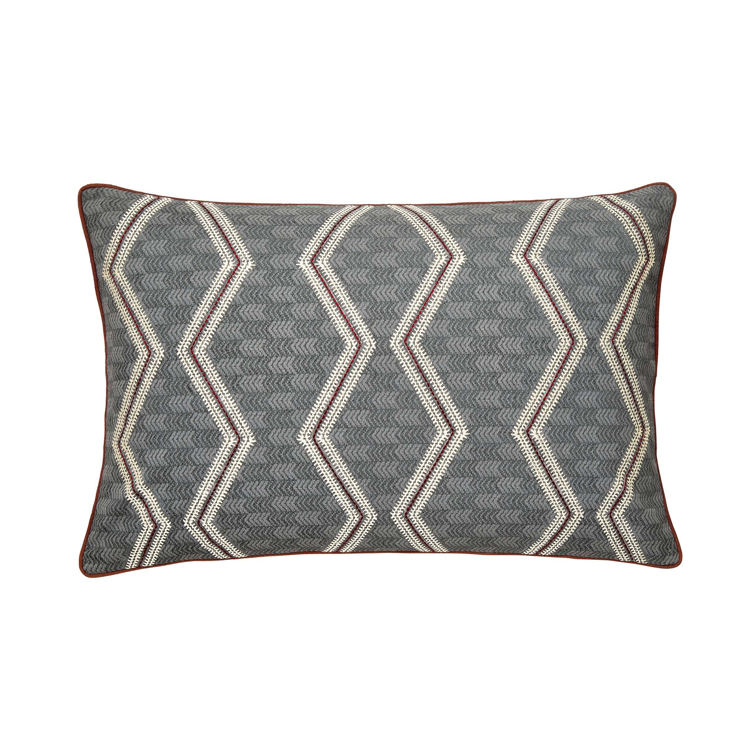 Senko Embroidered Geometric Cotton Cushion In Sienna